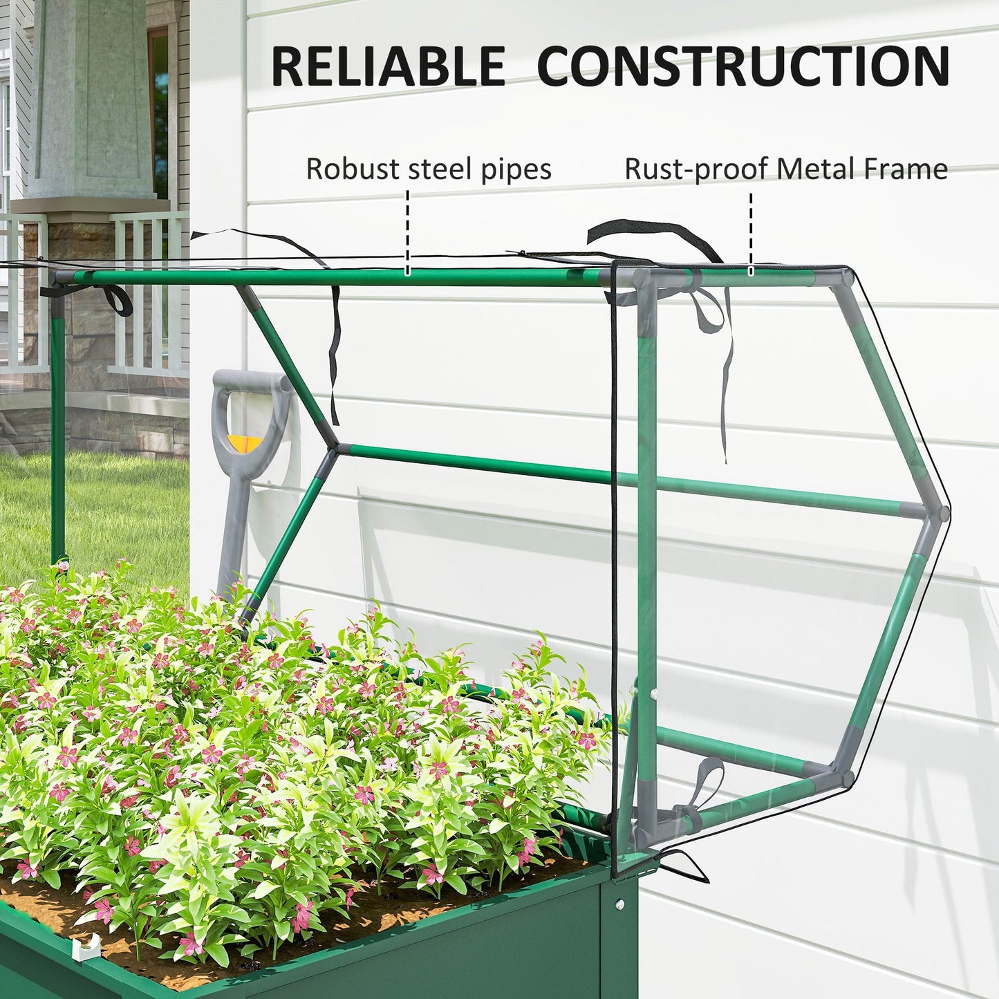 Outsunny Raised Garden Bed with Greenhouse Cover, Elevated Planter Box with Legs and Drainage Hole for Vegetables Flowers Herbs, 39.4" x 18.9" x 48.8", Green