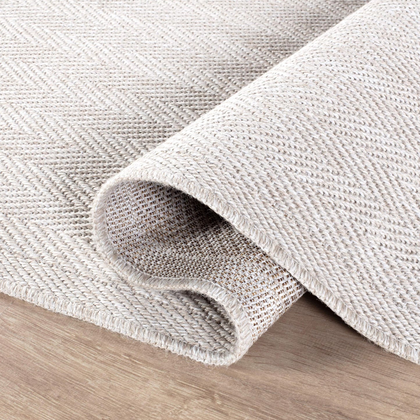 CAMILSON Easy Jute Rug 10x14, Indoor Outdoor Off-White Color Fiber Area Rugs for Living Room and Patio Rug Herringbone Boho Woven Design Easy-Cleaning Washable Outside Carpet Alfombras 10 x 14