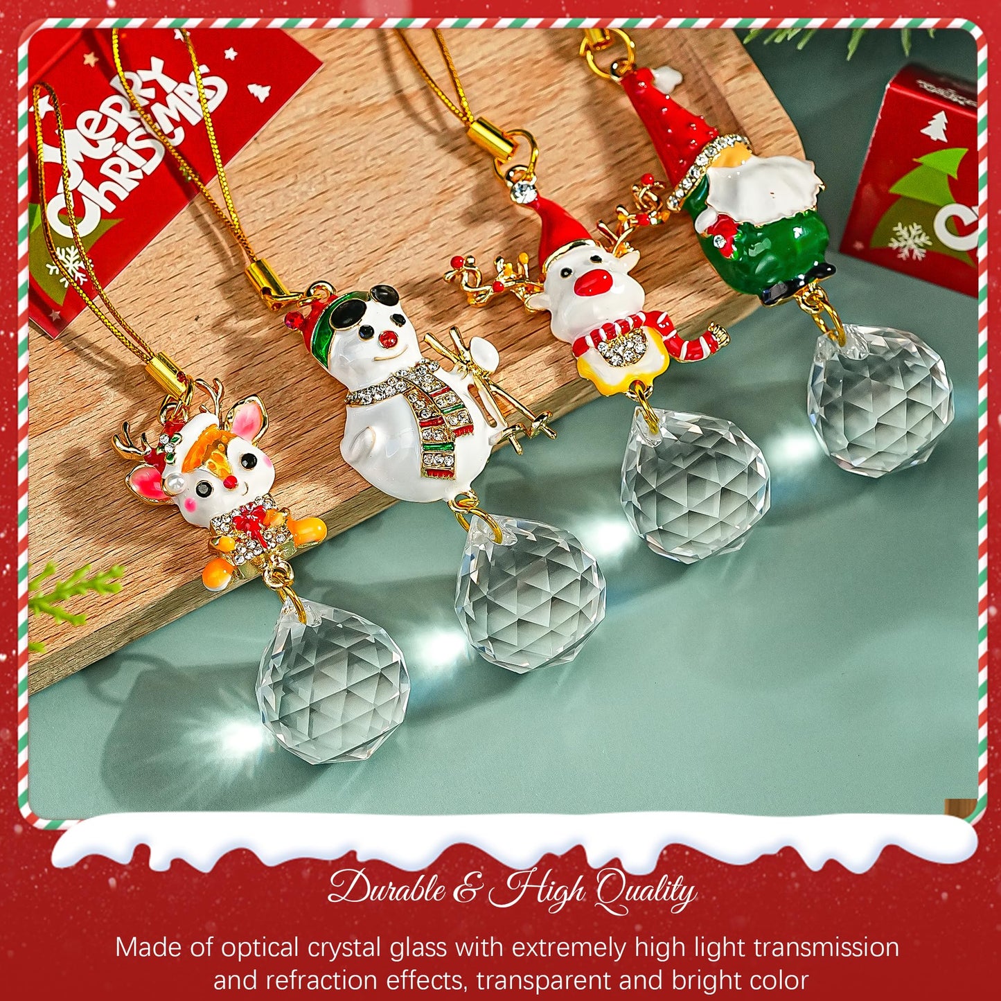 H&D HYALINE & DORA Christmas Ornaments Set Christmas Hanging Ornament Pendant Elk Gnome Snowman Ornament for Xmas Tree Home Decor(4 Pack)