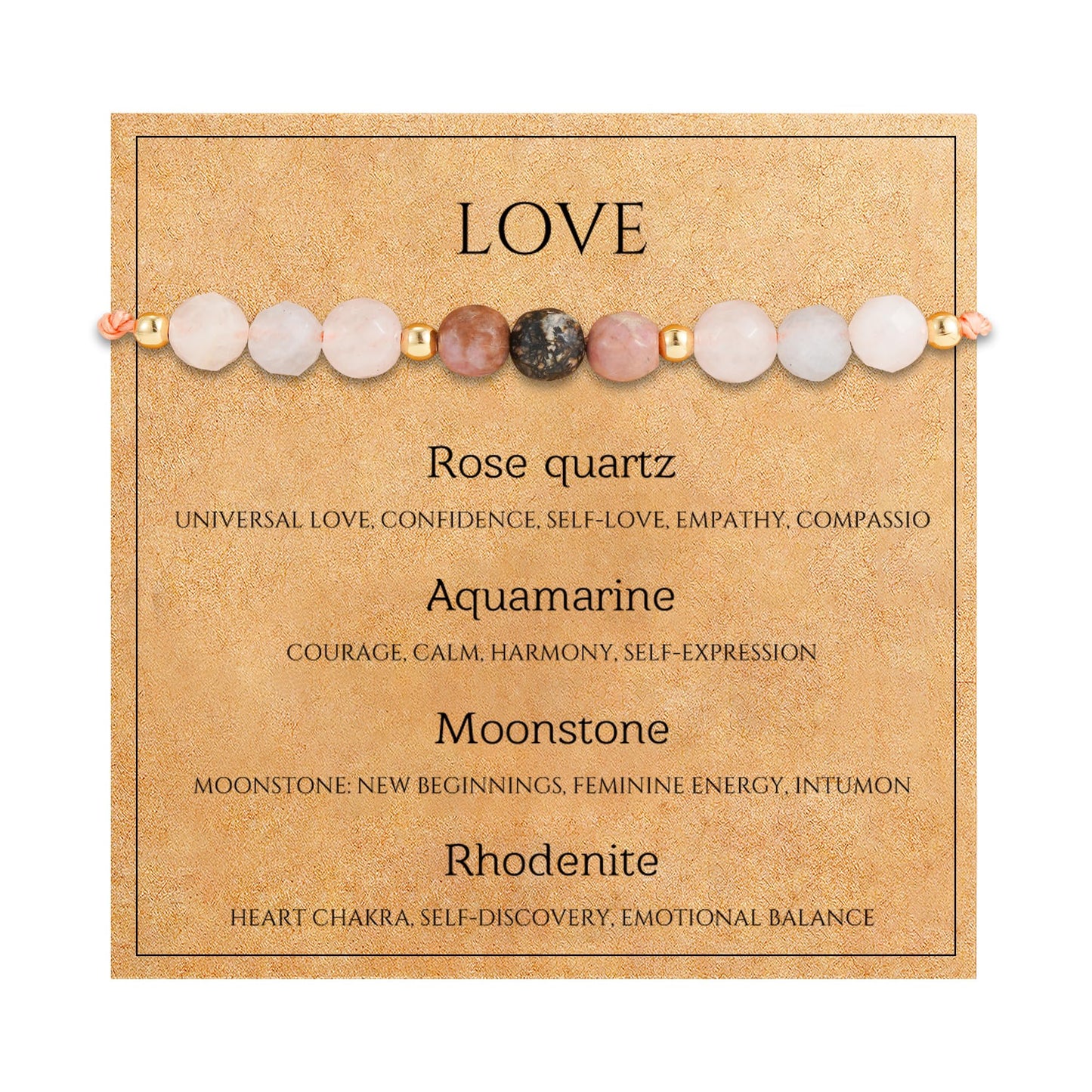 Fezodo Self Love Bracelet Gifts for Women Men, Inspirational Crystal Healing Stones Bracelets Healing Spiritual Crystal Gemstone Gift for Friends Women Men