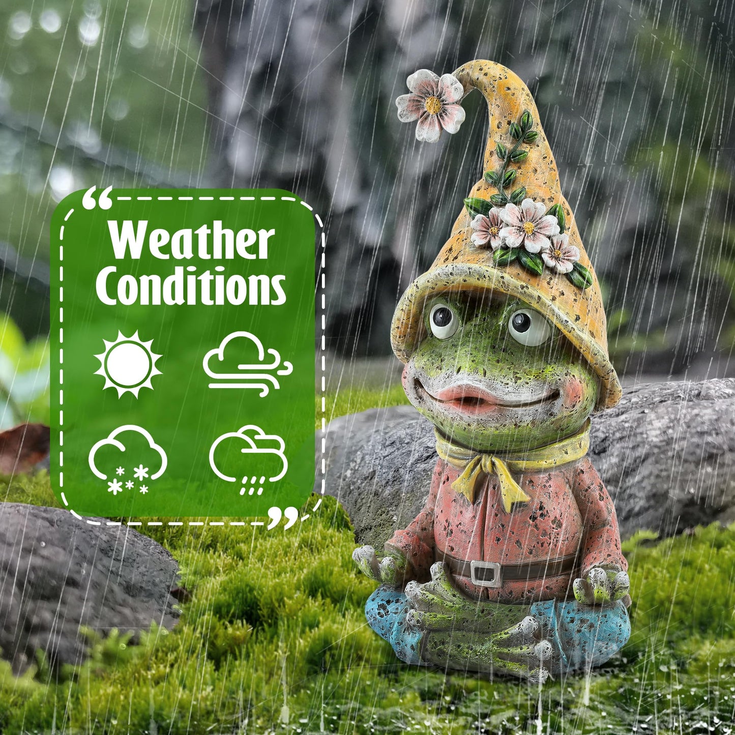 Wiresusan Garden Yoga Frog Statues Outdoor Meditation Zen Yoga Frogs Resin Figurines, Garden Home and Decoration for Patio Yard Lawn, Gifts for Women, 9.4 Tall Inches Green Frogs Sculptures