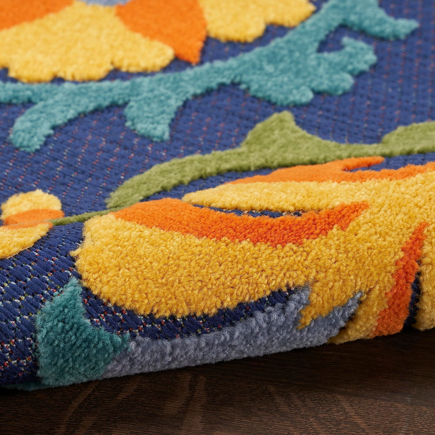 Nourison Home Aloha Navy Multicolor 5'3" x 7'5" Area Rug - Easy Clean, Non Shedding, Bed Room, Living Room, Dining Room, Kitchen (5' x 8')