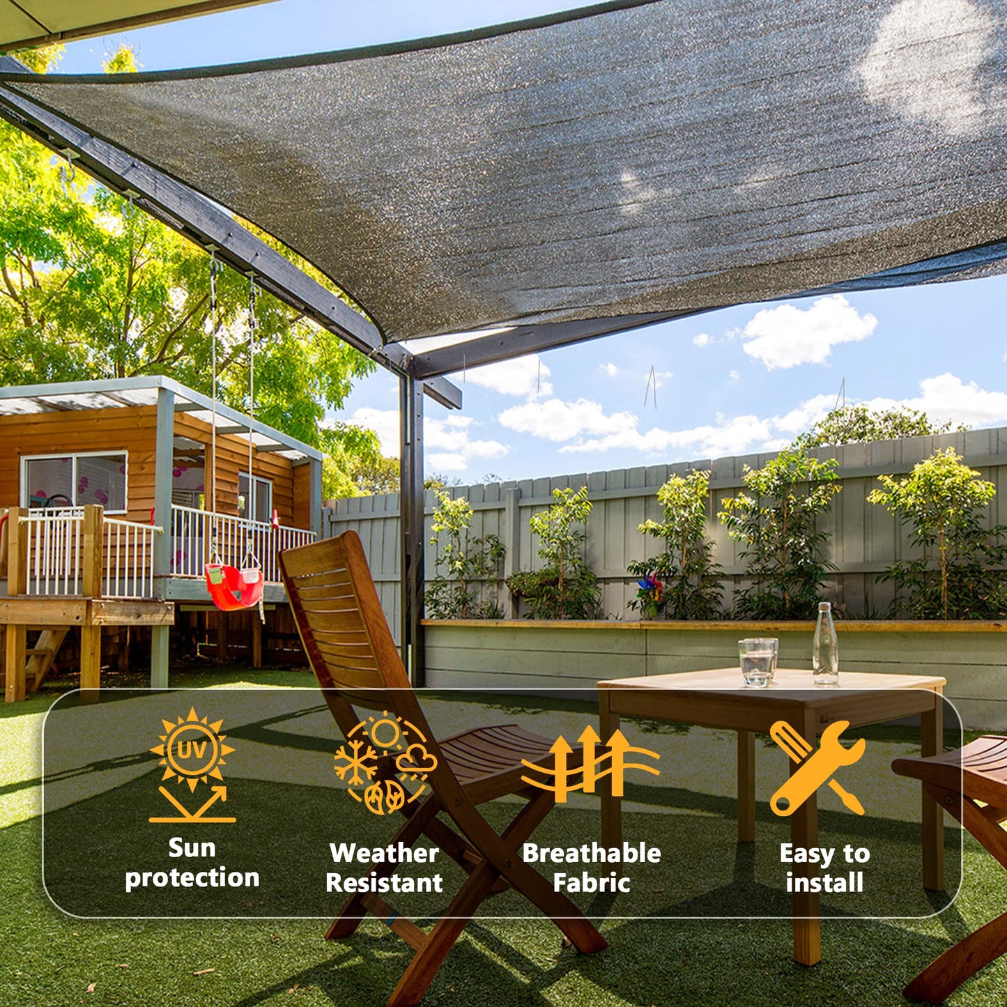 VICLLAX 90% Shade Cloth, 5x8FT Durable Black Mesh Trap with Every 3 FT Grommet, Sun Shade Fabric Netting for for Plants Cover, Greenhouse, Chicken Coop, Barn Kennel, Garden Patio