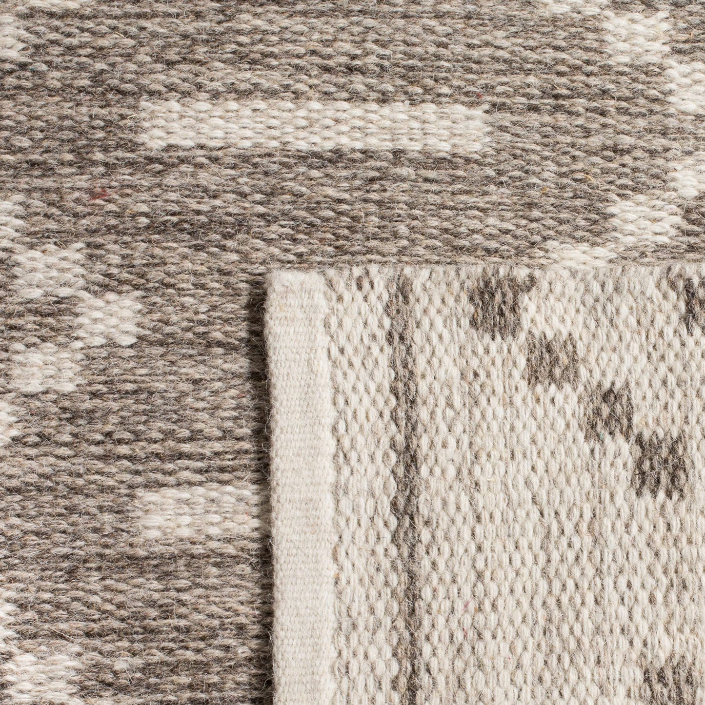 SAFAVIEH Area Rug 8x10 - Kilim Collection - Large - Grey & Ivory, Handmade Flat Weave Wool, Ideal for Living Room, Bedroom, Office, Dining Space (KLM353A)