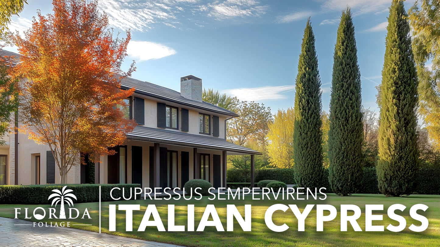 Italian Cypress | 3 Large Trade Gallon Size Trees | Cupressus sempervirens | Narrow Evergreen Plants | Tall Privacy Landscaping | Upright Ornamental Outdoor Plant
