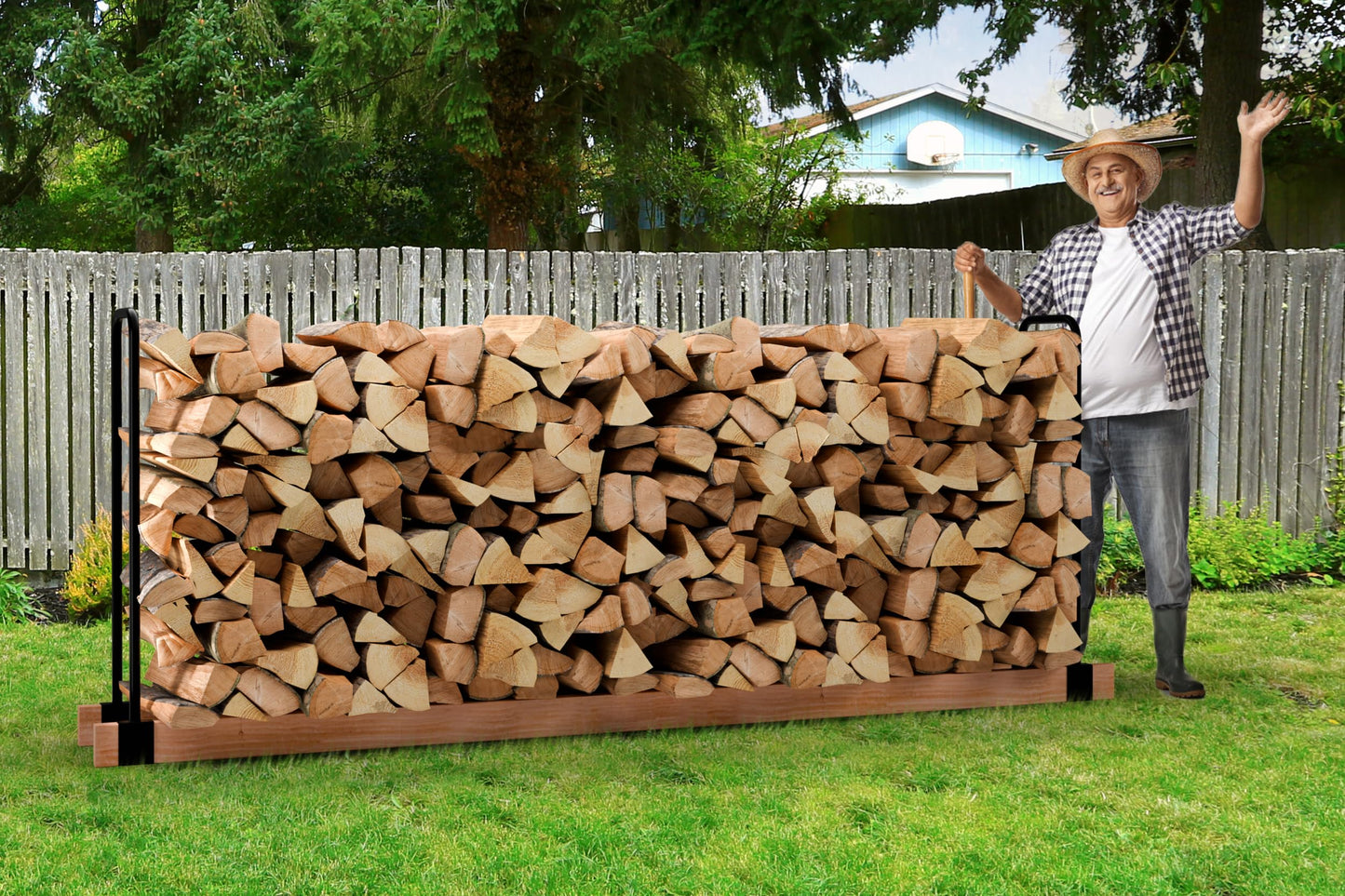 DOEWORKS Heavy Duty Firewood Racks Adjustable Length Log Bracket Rack Holder
