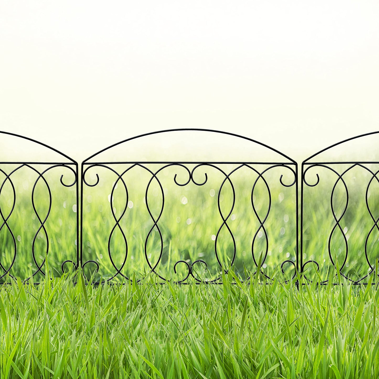 BRAVE SNAIL Decorative Fence 24in x 12ft 6 Piece Metal Garden Fence Extra Thick Wire Outdoor Patio Rustproof Fencing Animal Barrier