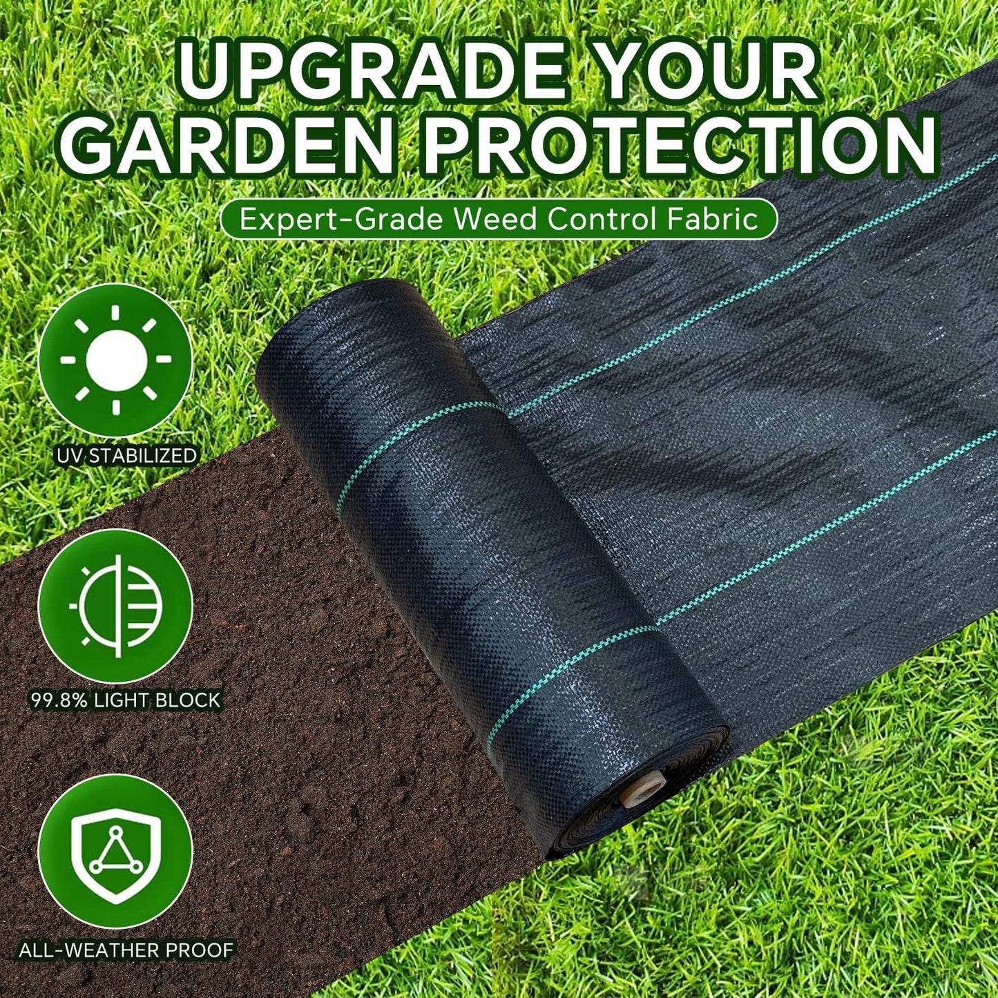 Vanver Weed Barrier Landscape Fabric Heavy Duty,2.8FT x 50FT Premium Garden Weed Blocker Fabric for Weed Control, Plastic Ground Cover with Woven Weed Cloth,Durable Landscaping Fabric