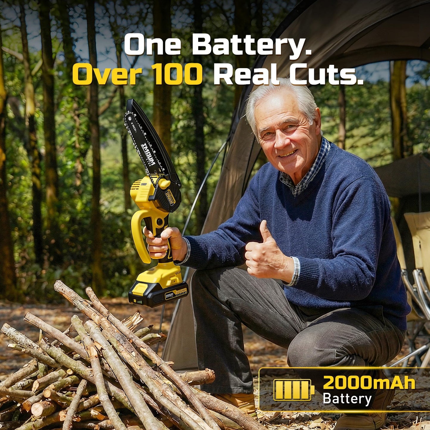 6-Inch Mini Chainsaw Cordless, 21V 2.0Ah Battery Powered Electric Pruning Saw, One-Hand Chain Saw for Tree Trimming, Lightweight, Small and Easy Control for Seniors, Women, Beginners & Yard Work