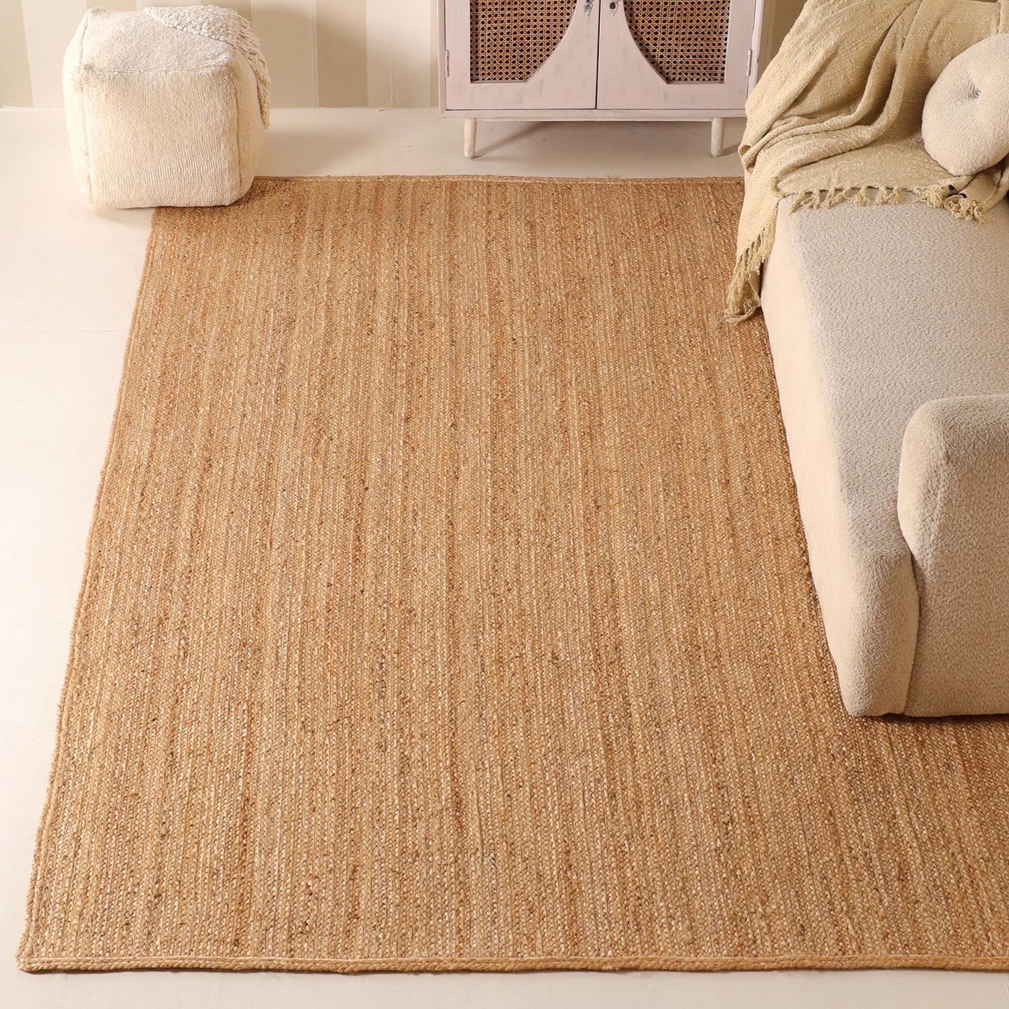 VEVARA HOMES Hand Braided 8'x10' Jute Area Rug - Premium Eco Friendly Natural Fiber Farmhouse Style Rugs for Living Room, Bedroom, Dinning Room, Hallway, Office