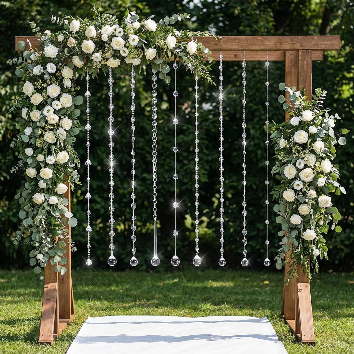Soulchen 24 Pcs 40 Inch Clear Acrylic Crystal Garland Strands Large Hanging Chandelier Bead Chain String Wedding Icicle Drop Ornaments for Wedding Party Decor