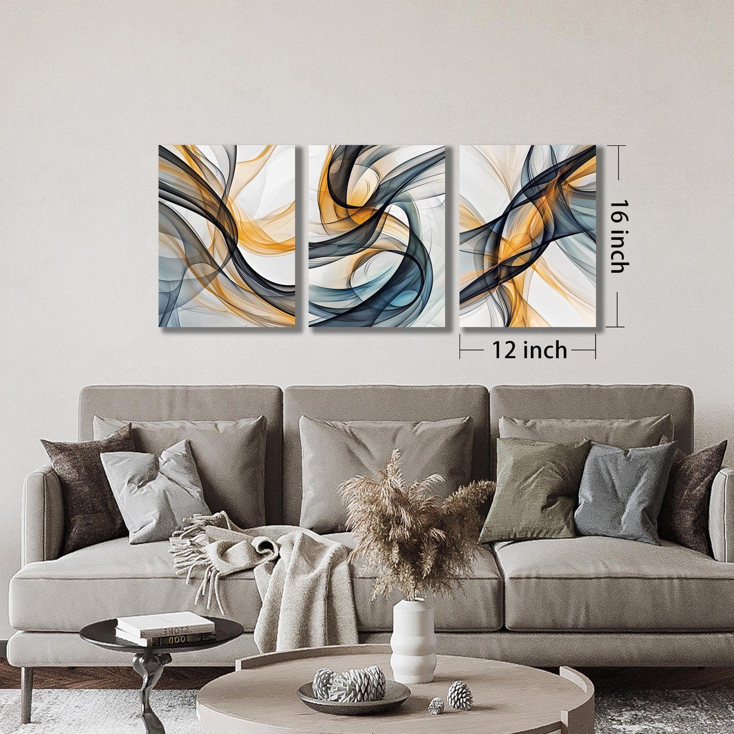WVMAPTA Abstract Wall Decor for Living Room Modern Prints Wall Art Bedroom 3 Piece Canvas Wall Art for Office Size 12 x 16 Inch
