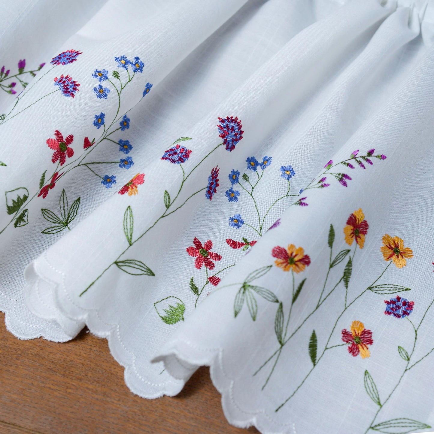 Siykkay PKT Floral Embroidery Curtain Valance, White Elegant Decorative Flowers Window Valances,Valances for Windows Living Room,Rod Pocket W52XL18 inch (Flowers)