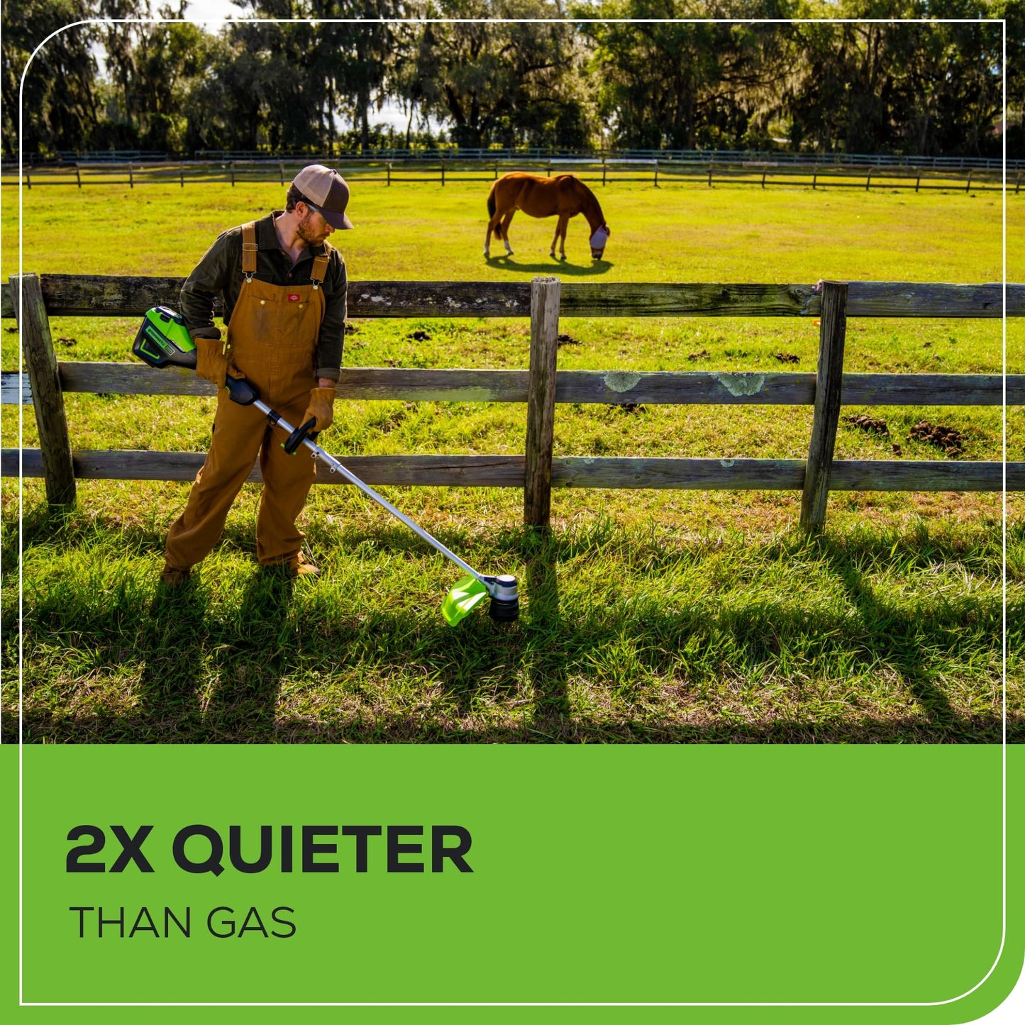 Greenworks 60V 16" Brushless Cordless String Trimmer - 65min Runtime for 2-Mile Fence Lines & Large Properties, 2X Quieter Than Gas, 2.5Ah Battery/Charger Included