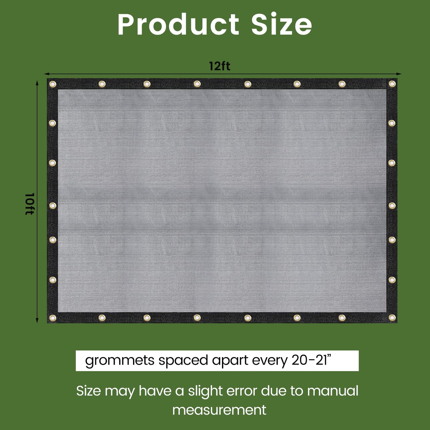 [Windscreensupplyco] 60-70% 10 FT X 12 FT Mesh Tarp/Shade Cloth 9-Needle Knitted Heavy Duty Black with Grommets for Green House, Garden, pergola, Pools, Dump Truck - MT1012BLKX1