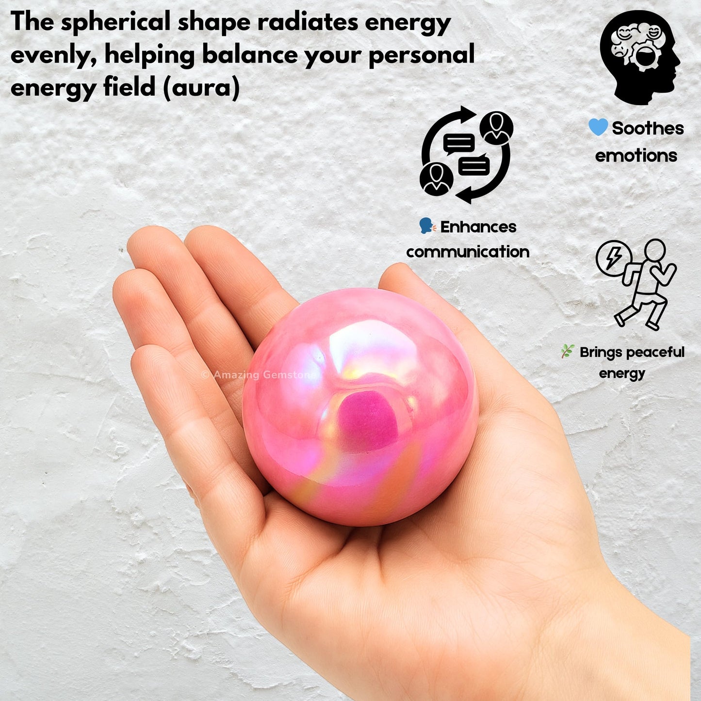 Amazing Gemstone Angel Aura Rose Quartz Crystal Ball with Stand - 2" Inches Crystal Sphere Meditation Balls for Witchcraft and Decorative Balls