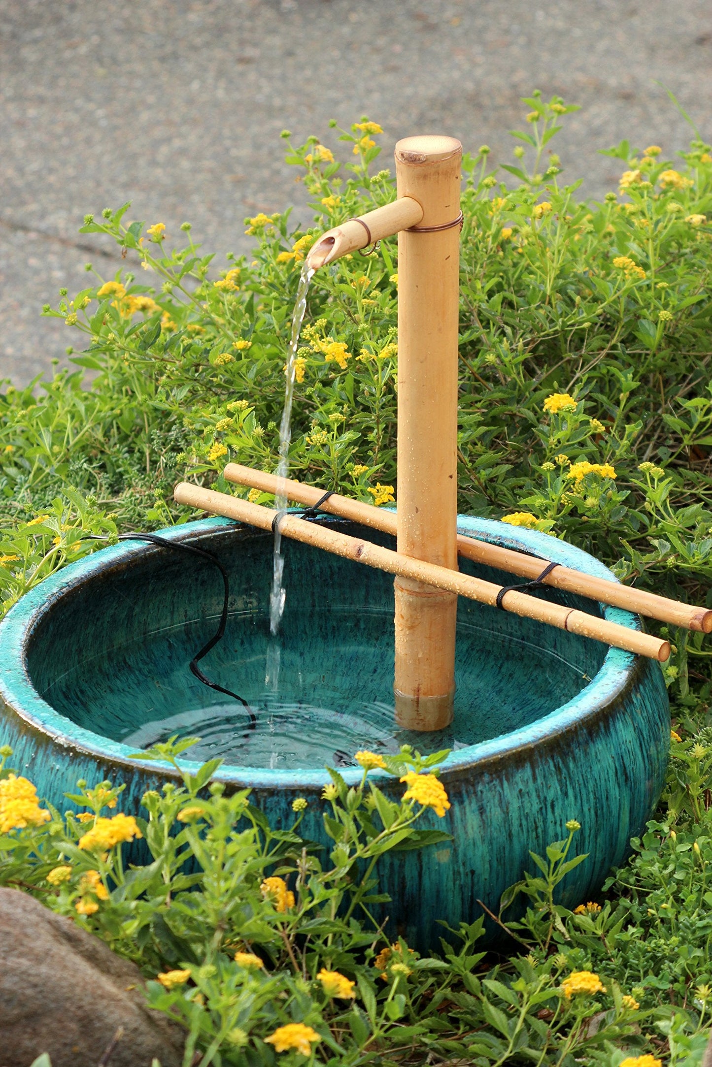 18” Bamboo Fountain Kit – Adjustable Branch Arm Spout with Quiet Pump for Indoor/Outdoor Bowl Fountains – Container Not Included | Natural Bamboo Water Feature for Zen Garden, Patio & Home Décor