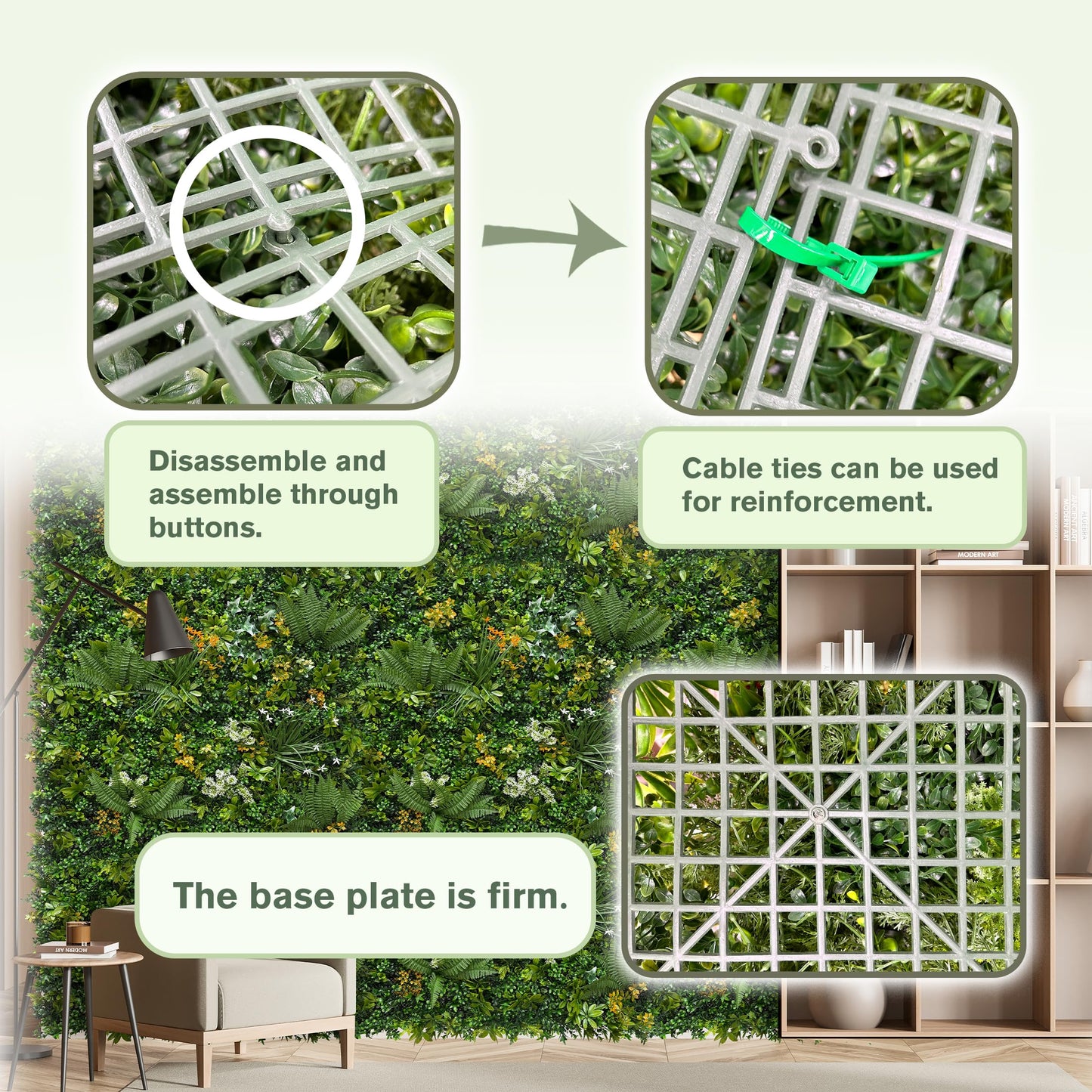 DOPGIB Artificial Green Wall Panels: 40"x120" Faux Greenery Vine Hedge Ivy Privacy Fence Screen with UV Protection&Fake Boxwood Plant Backdrop for Indoor Wedding and Outdoor Garden Backyard Decor