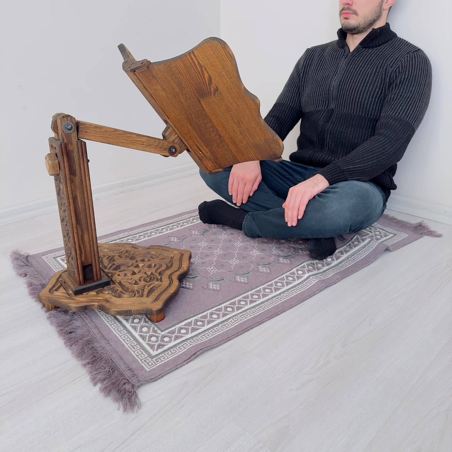 Big Size Adjustable Wooden Book Stand for Heavy Books | Quran, Bible, Dictionary, Cookbook Holder, Multifunctional Huge Bookstand