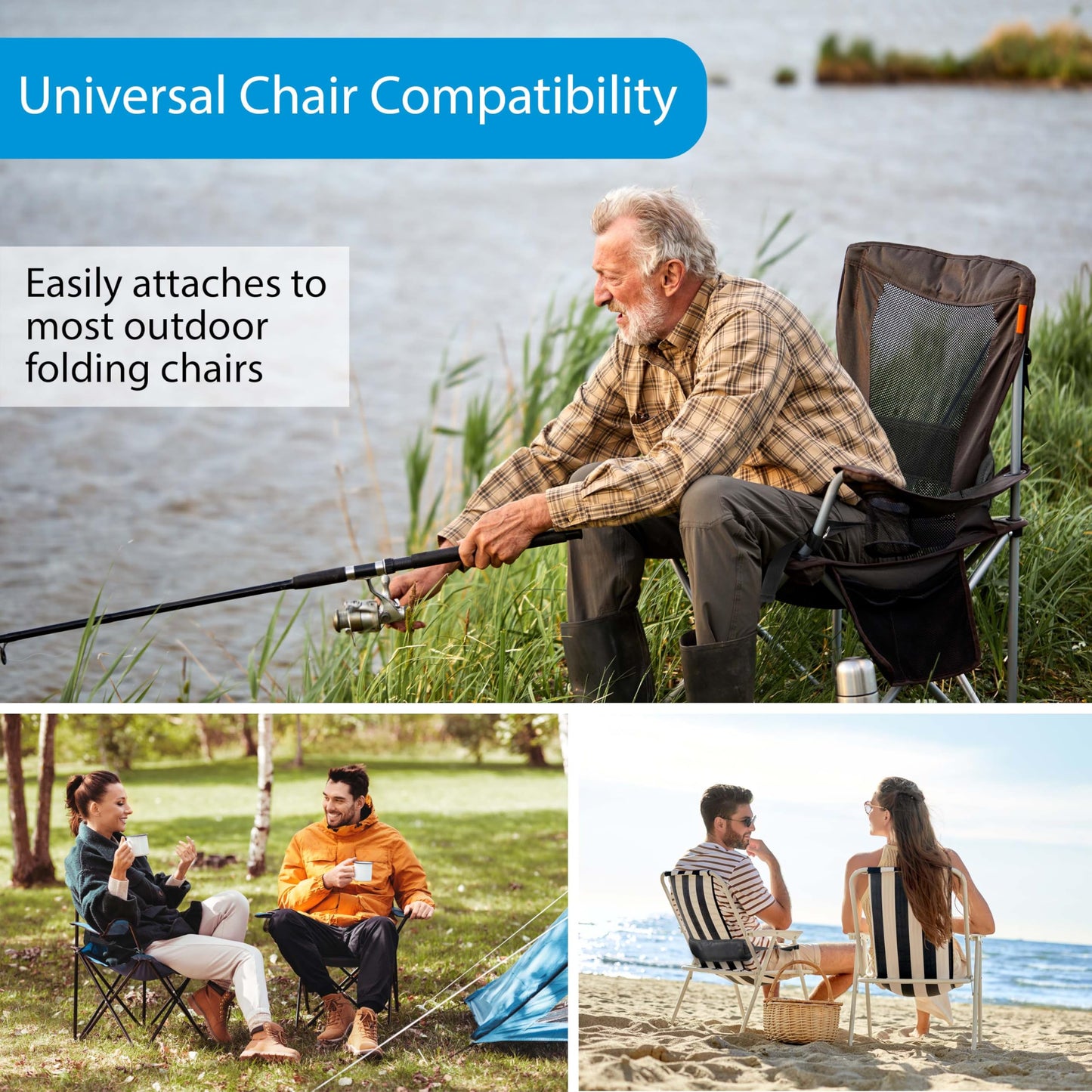 Lumbar Support Belt for Camping Chair – Adjustable Back Support Strap for Outdoor Folding Chairs – Ergonomic Lower Backrest Chair Accessory