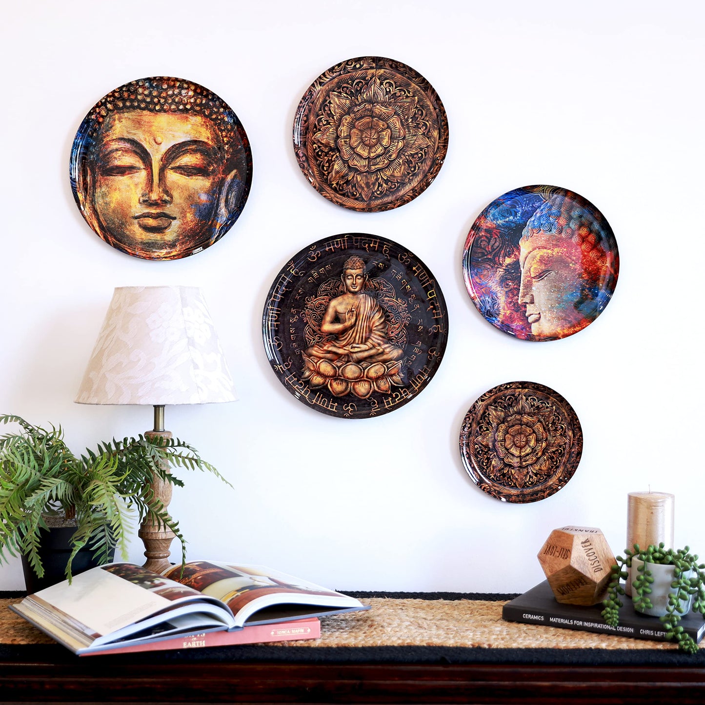 RITUALISTIC Nirvana Wall Plates- Set of 5 (Brown) | Decorative Wall Plates Hanging Room Decor Plate Wedding Gift | Valentine's day gifts