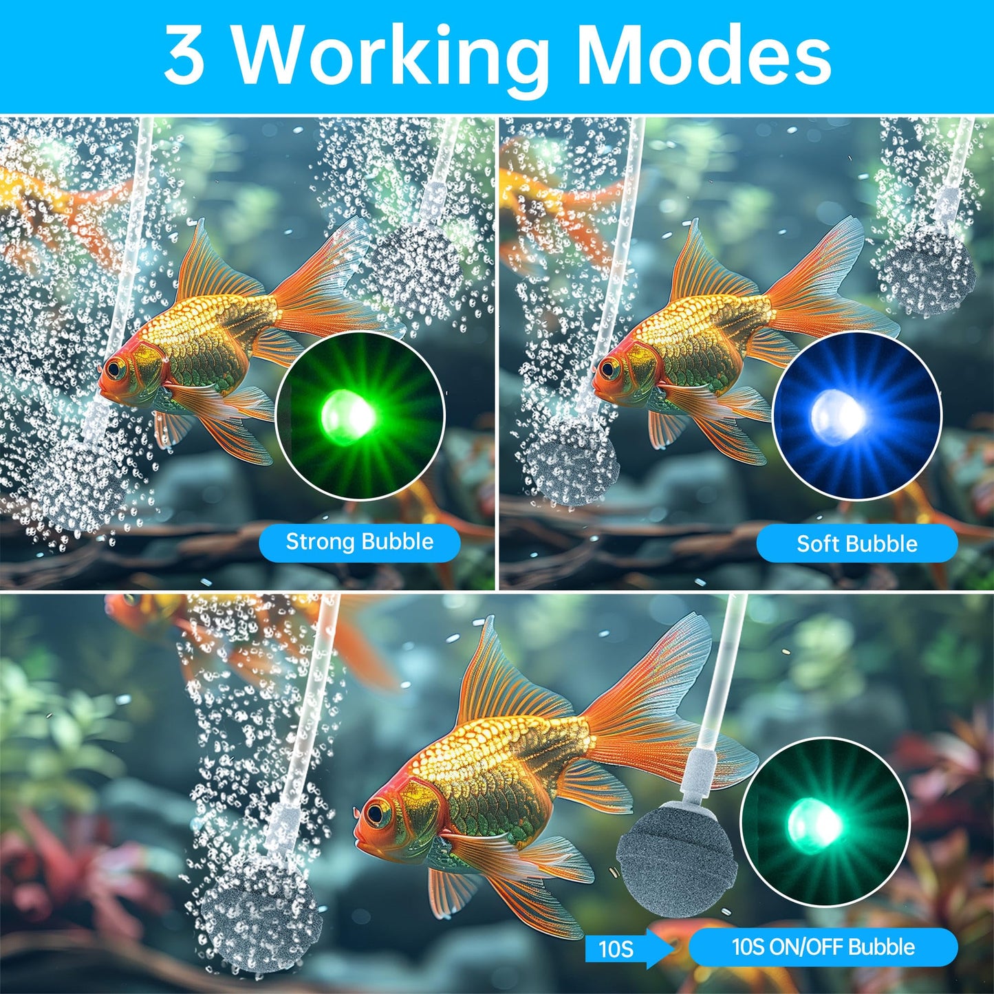Biling 8W Solar Pond Aerator, 4400mAh Battery Backup Solar Aerator for Pond, 3 Working Modes Solar Air Pump for Outdoor Small Pond Fish Tank