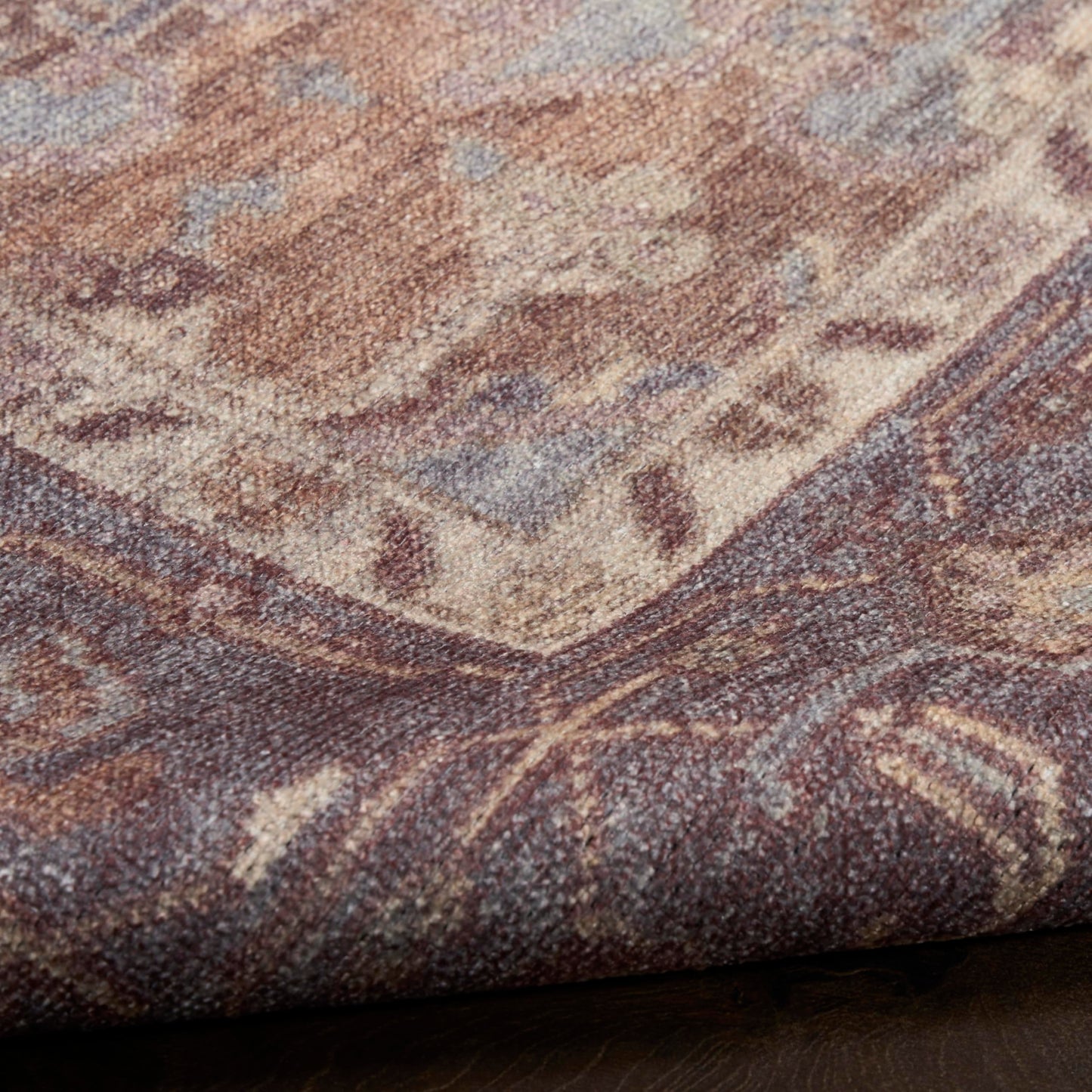 Nourison Home Vintage Washables Ivory Purple 2' x 6' Area Rug - Easy Clean, Non Shedding, Bed Room, Living Room, Dining Room, Kitchen (6' Runner)
