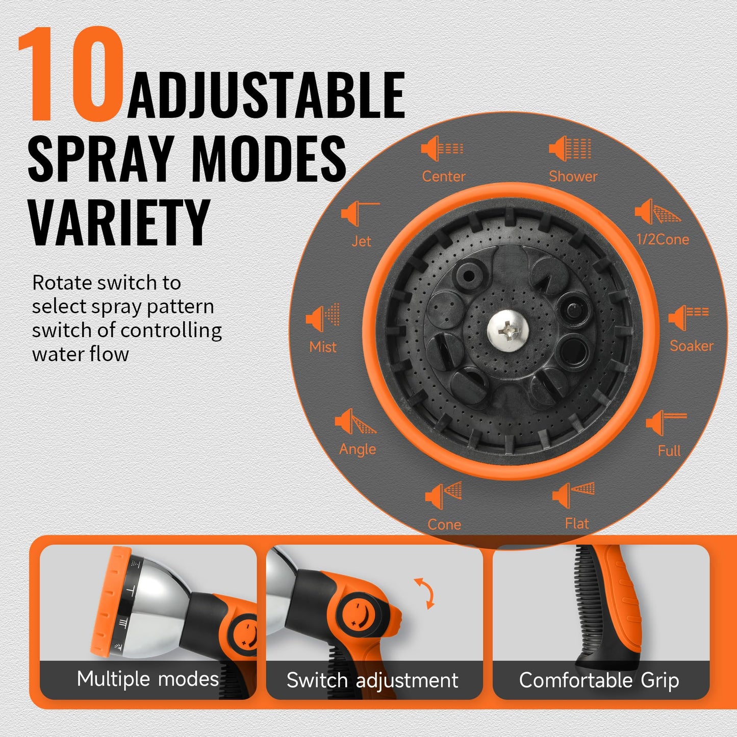 CETAVUE Retractable Garden Hose Reel 5/8 inch x 100 ft,Wall Mounted Heavy Duty Garden Hose Reel with 180°Swivel Bracket,Upgraded 10 Pattern Nozzle/Slow Return System(Black)