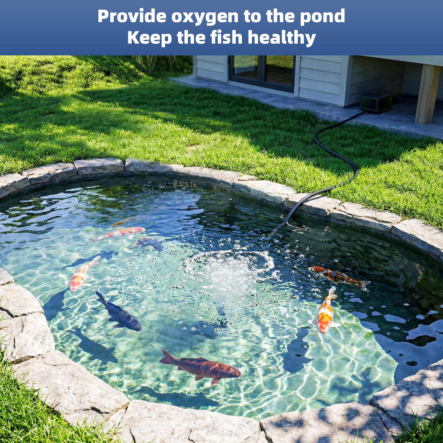 Biling Pond Aerator, Ultra Quiet 43dB 635GPH Pond Air Pump, IP55 Waterproof Septic Aerator for Outdoor Ponds, Koi Ponds, Water Gardens and Septic Tank BL-40