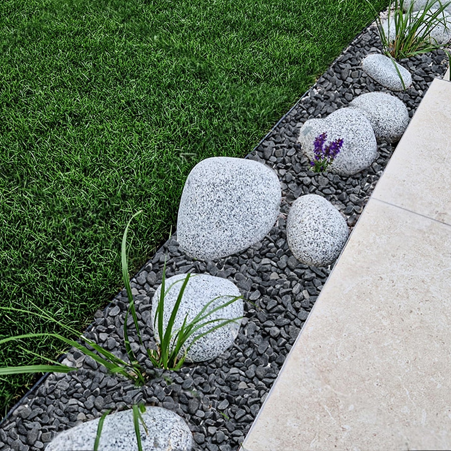 Mr. Fireglass Natural Decorative Gray Bean Pebbles 1/5" Crushed Gravel Stone for Decorating Garden, Succulent Plants and Walkway (2-lb Bag)