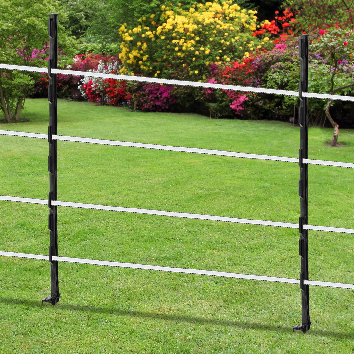Toriexon Electric Fence Posts 25 Pack, 48 inch Step in Fence Post, Temporary Plastic Fence Posts for Farm Protection, Sturdy Fencing Post for Garden Yard, Black