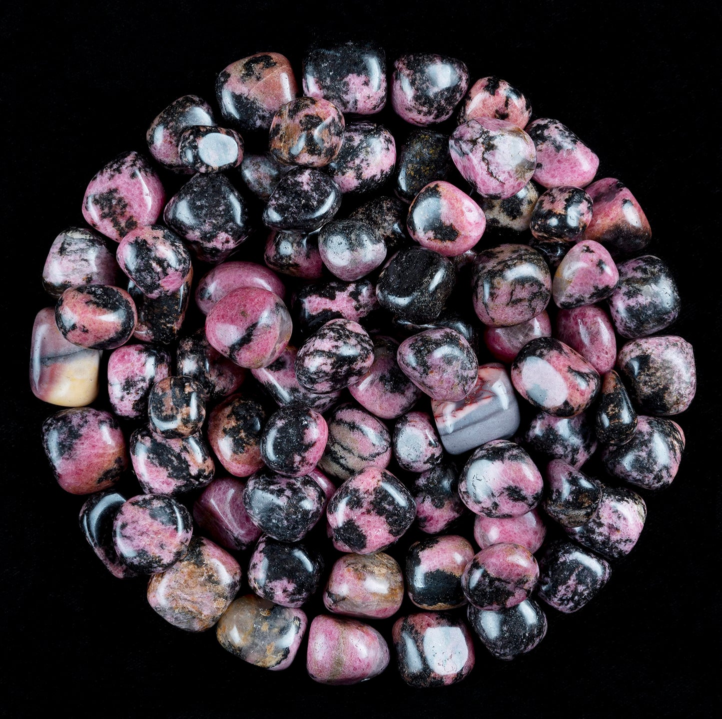 Crocon 1LB Rhodonite Crystals Tumbled Stones Bulk Set 2000+ Carats Pocket Crystal Healing Balancing Gemstones Tumbled Collection Palm Stone Good Luck Charm Gift Craft Home Decor Size: 20-25 mm