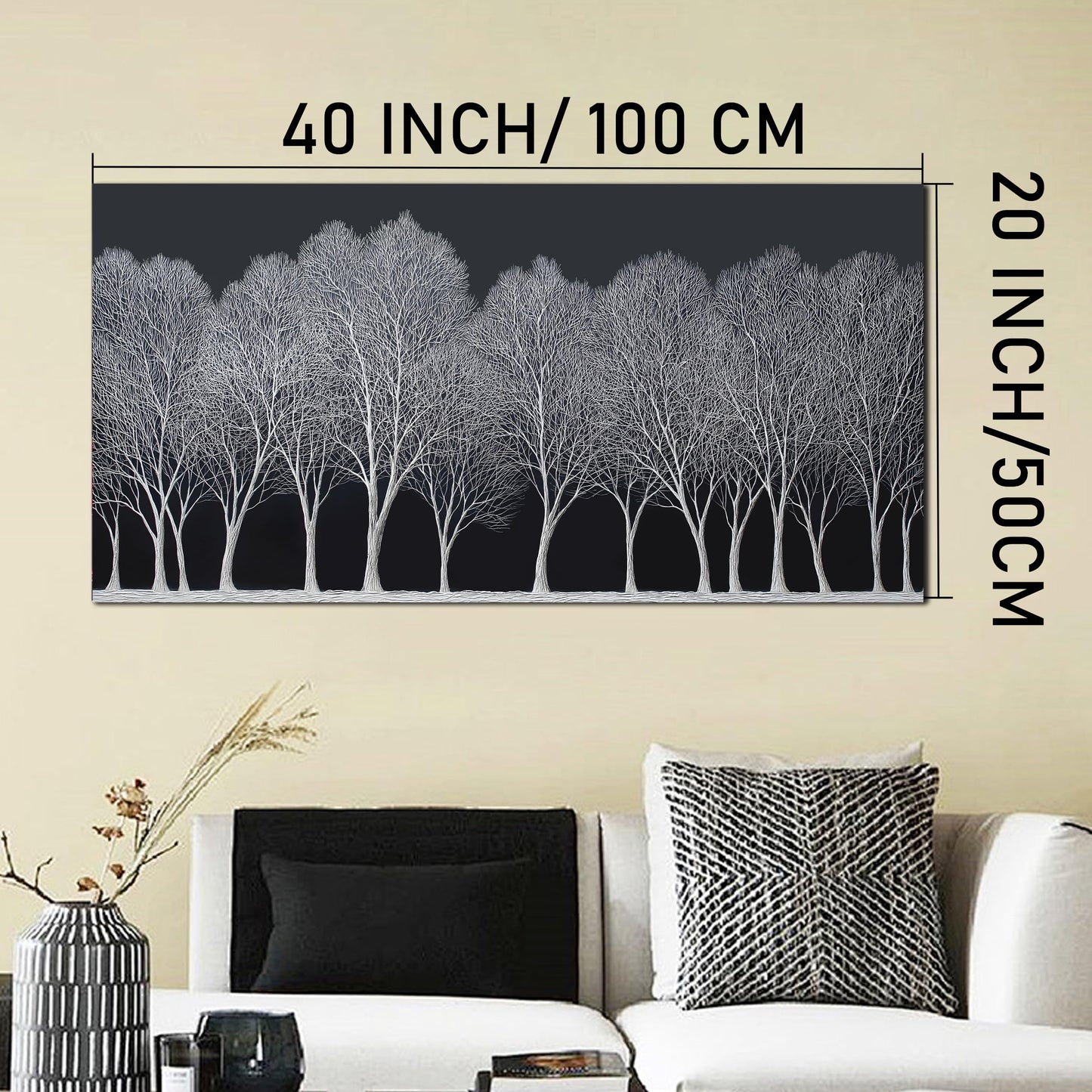Trogonup Black and White Wall Art for Bedroom Large Forest Picture Landscape Tree Artwork for Living Room Home Office Modern Canvas Prints Ready to Hang 20"x40"