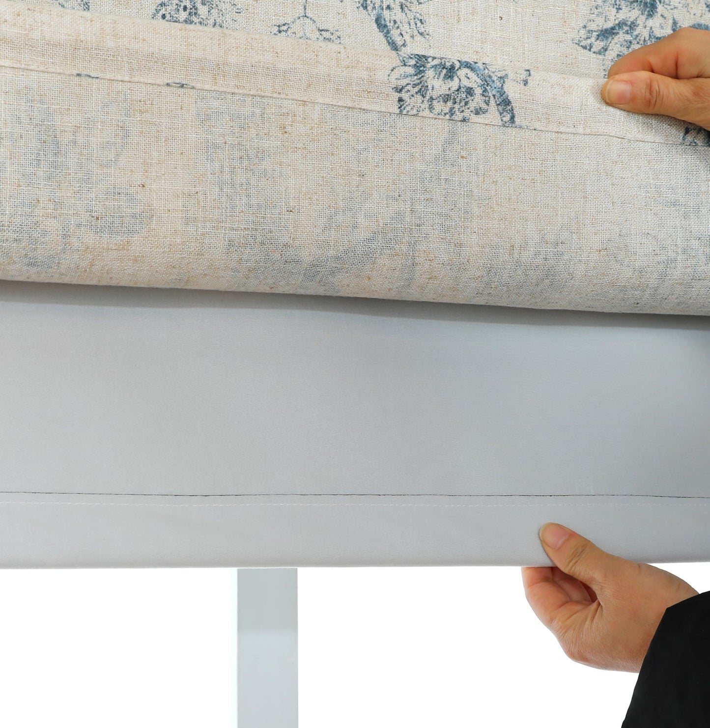 Everyday Celebration Peacock 100% Blackout Dual Layered Pull-Down Roman Shade for Windows, Peacock Pattern Printed on Natural Fabric Roman Shades for Home 30" W x 64" H Blue
