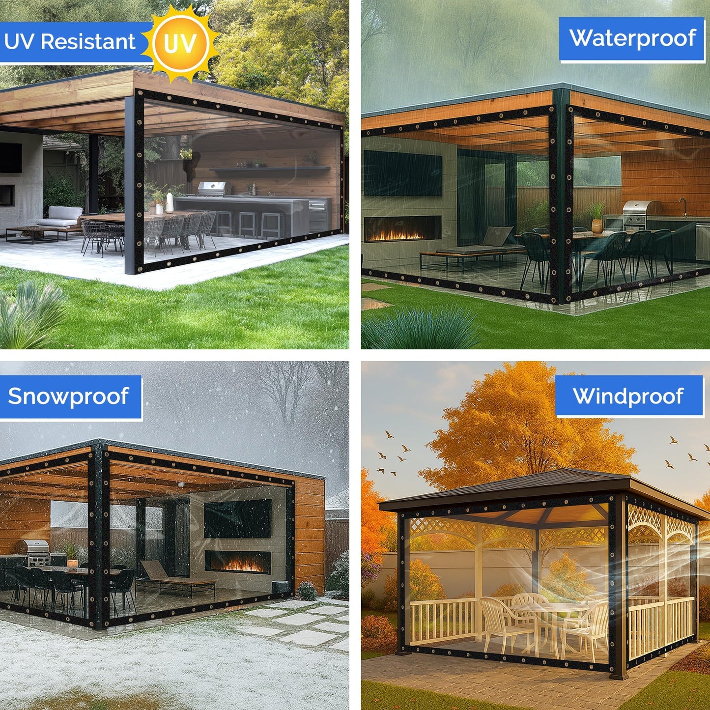 Covers & All Heavy Duty Clear Vinyl Tarp – 20 Mil Waterproof Clear Tarp with Grommets for Patio, Porch, Gazebo, Greenhouse & Chicken Coop (7 x 20 ft)