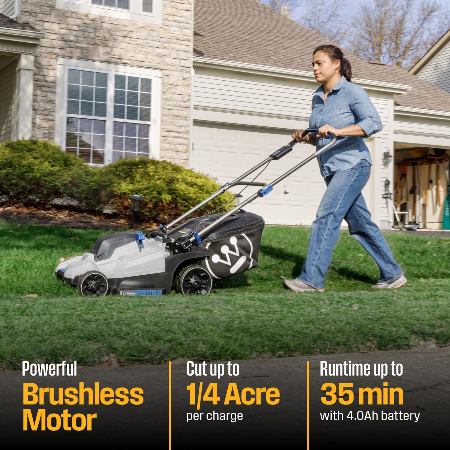 Westinghouse 40V 18 Inch Cordless (Push) Lawn Mower, Tool Only, 6 Height Positions, Up to 3100 RPM