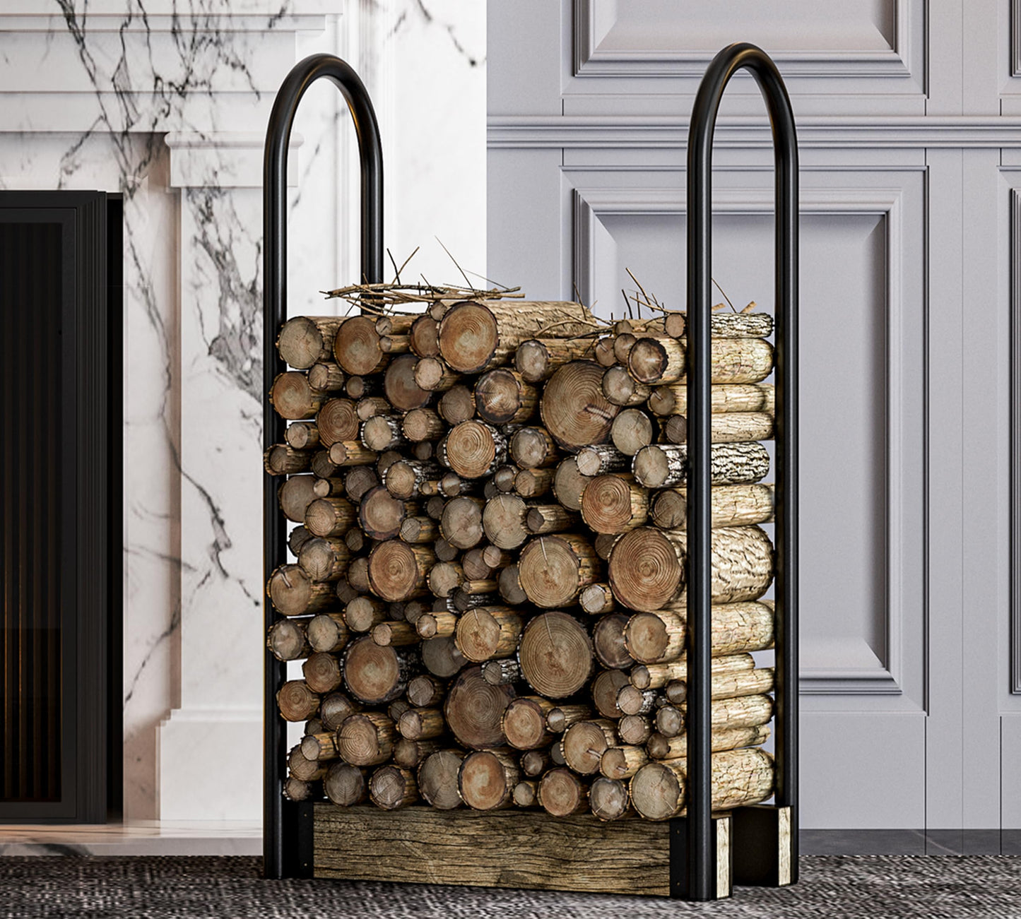 Fire Beauty Firewood Rack Log Holder,Log Storage Holder,Storage Rack,Firewood Stacker for Fireplace Indoor Outdoor(Adjustable)