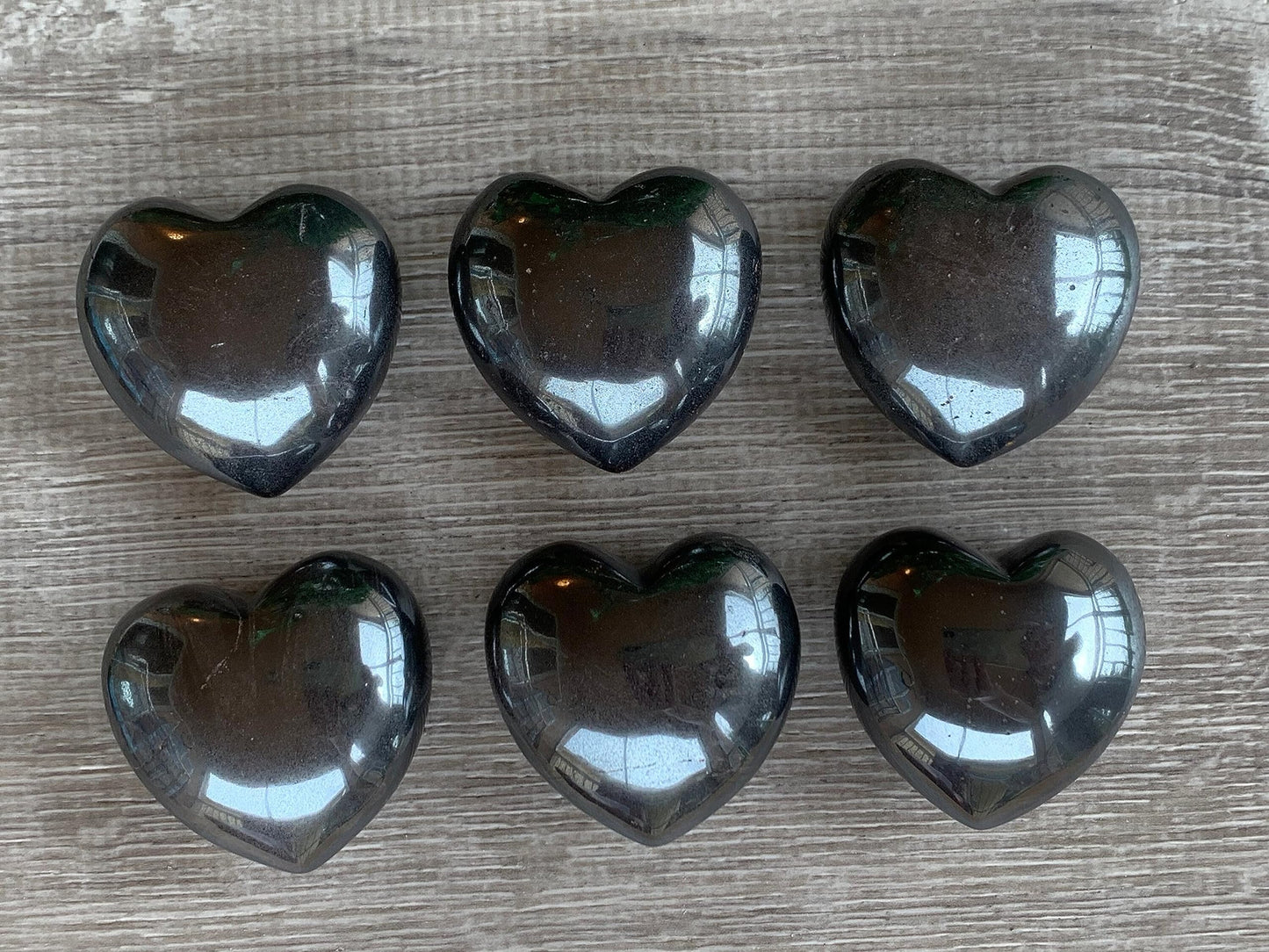 GAF TREASURES Hematite Heart Crystal, Gray, 1.75" - 2" (45mm - 50mm), 4-5 oz, 126.75 Carats, SI1-SI2 Clarity, Untreated