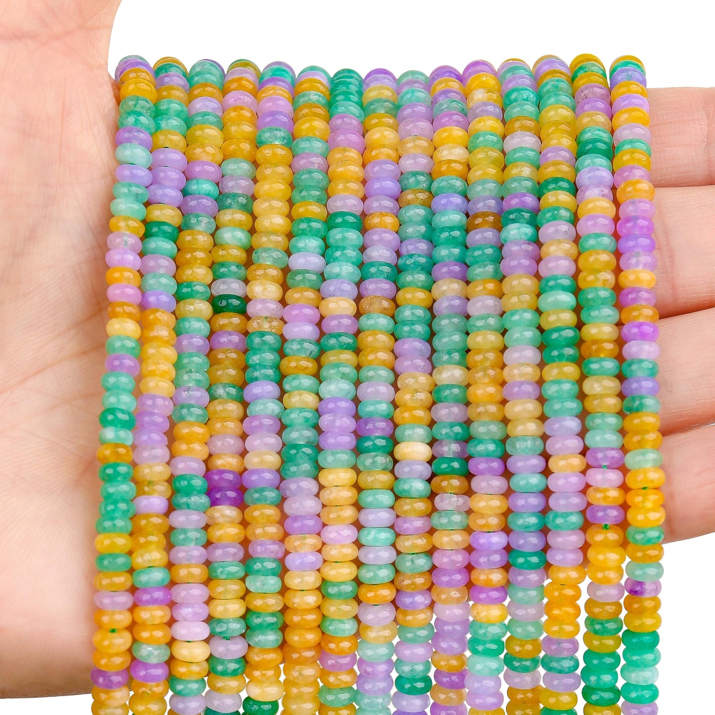 BONNY BOXX 1 Strand (150PCs) Natural 2 * 4mm Colorful Rondelle Beads, Natural Abacus Disk Stone Beads Loose Spacer Gemstone for DIY Bracelet Necklace Jewelry Making