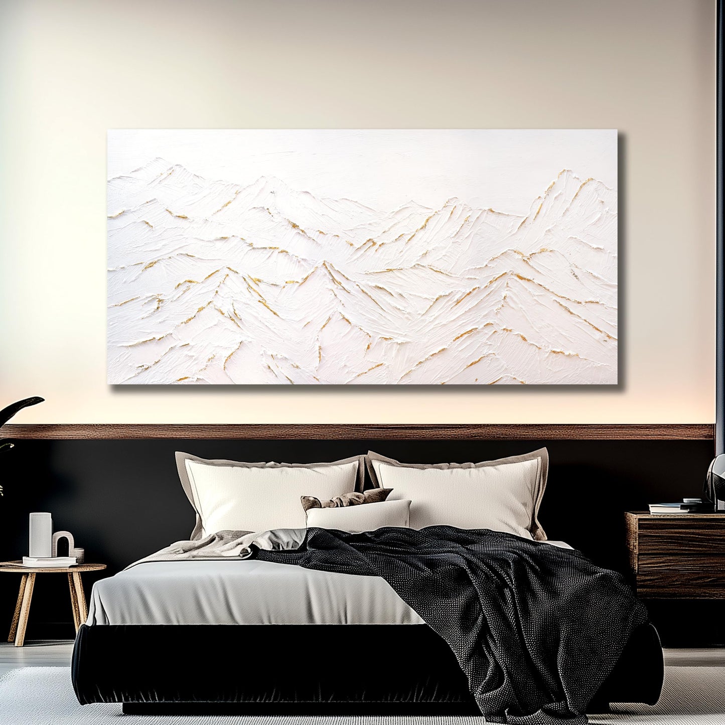 Belmrxne Mountain Wall Art White Wall Decor Minimalist Canvas Painting Abstract Nature Artwork for Living Room Bedroom Dining Room Office Home Decor 20x40 Inch