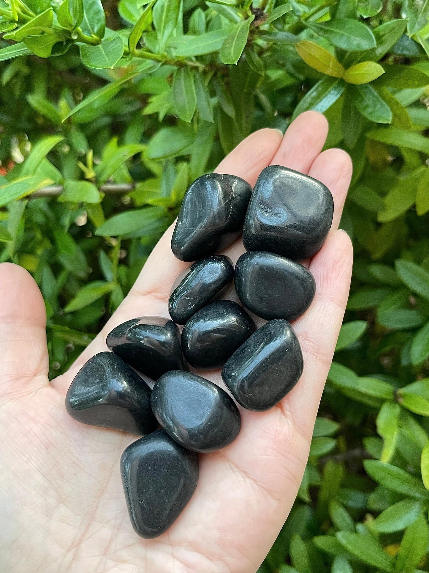 GAF TREASURES 5 Pcs Black Tourmaline Tumbled Stones, Polished Natural Black Tourmaline Gemstone, Black Tourmaline Healing Crystals
