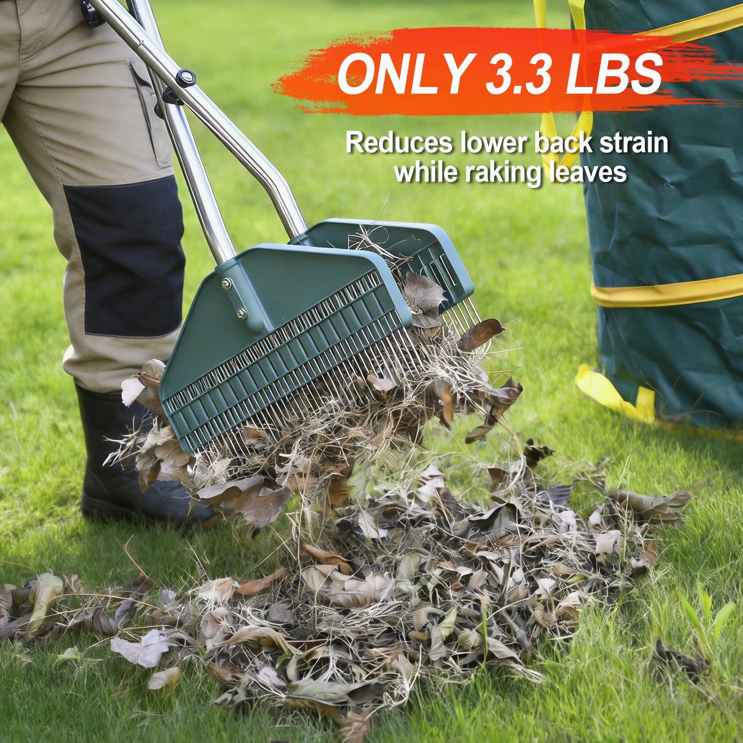 YEELOR Leaf Grabber, Yard Leaf Grabber Rake, No Need to Bend Over, Lightweight, 36.6 Inches in Length and 4 Pounds in Weight, Ideal for Picking Up Leaves, Weeds, Twigs and Other Debris