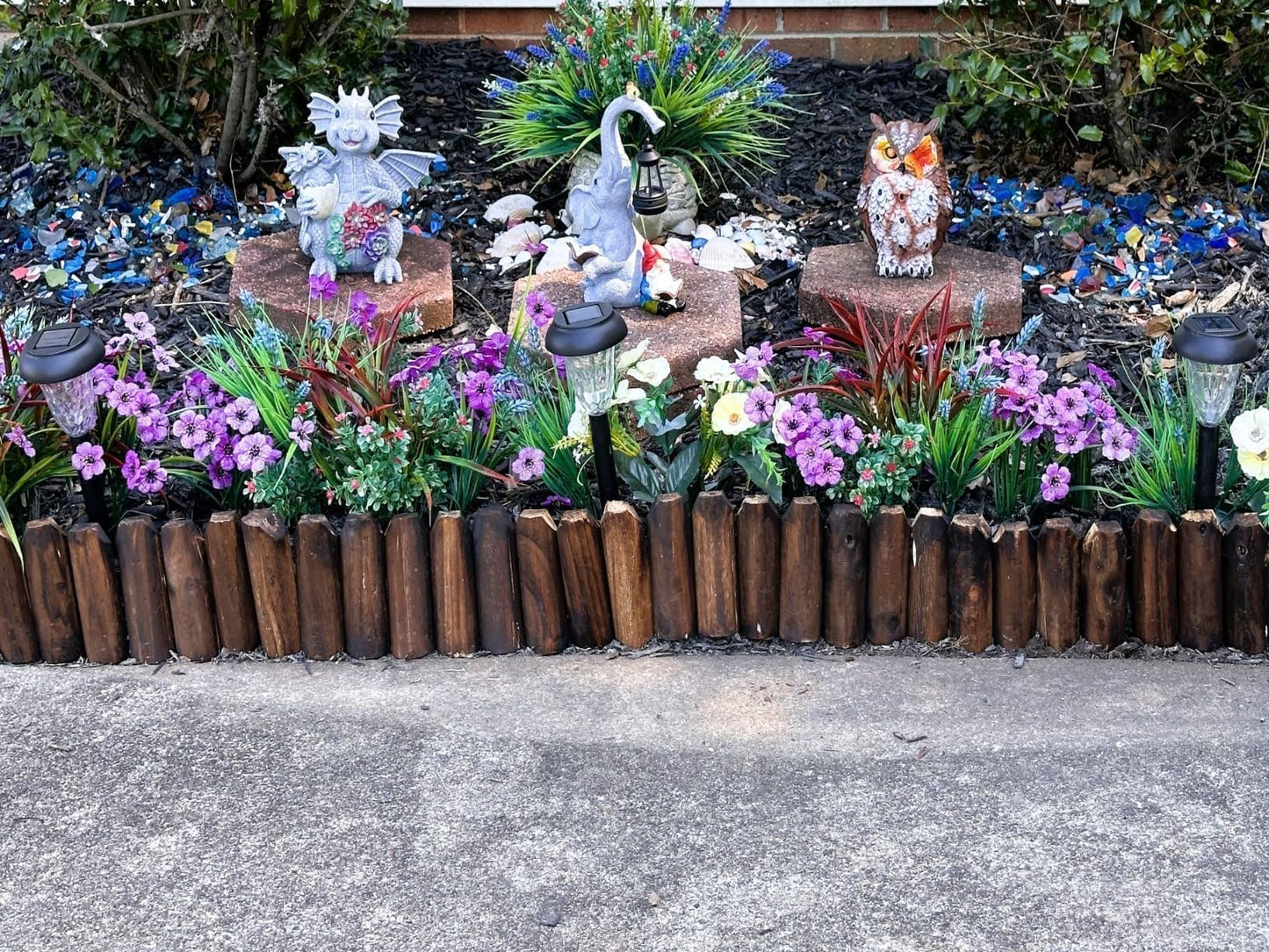 Wood Garden Edging, Wooden Fence Border Decorative Small Picket Panels for Flower Bed Barriers and Landscape Fencing