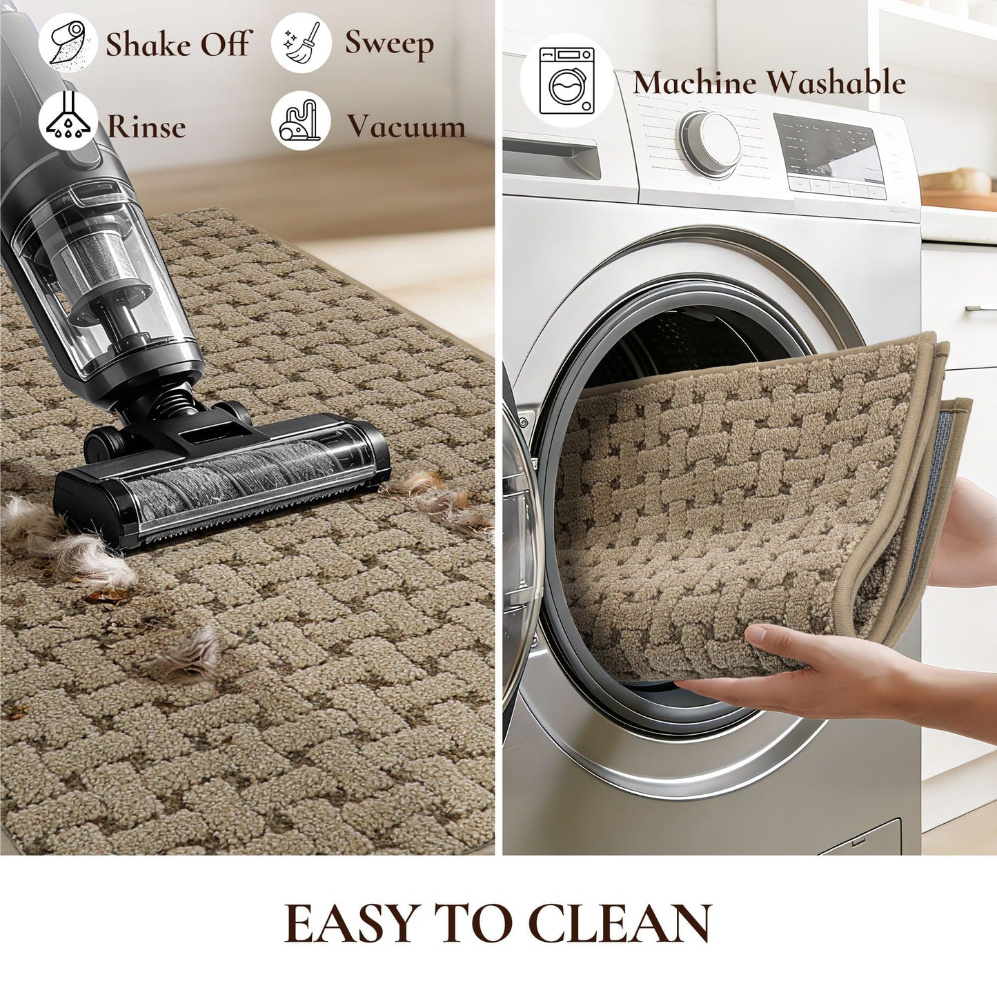 FLOORHUG Door Mat Indoor Entrance 24x36, Non-Slip Washable Doormats Entry Way Mats, Dirt Resistant and Absorbent Welcome Mat, Easy Clean Low-Profile Doormat, Front Door, Inside Entrance, Beige