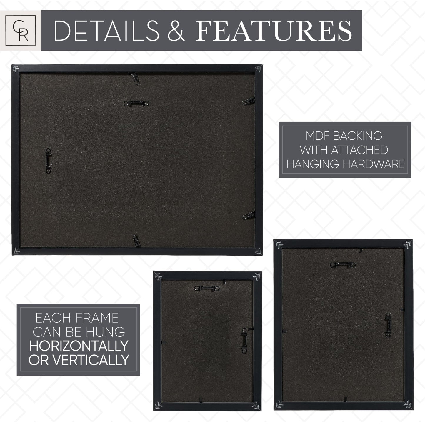 Camden Reed 7 Piece Gallery Wall Frame Set, (1) 12x16 Inch, (2) 8x10 Inch, and (4) 6x8 Inch, Bronze