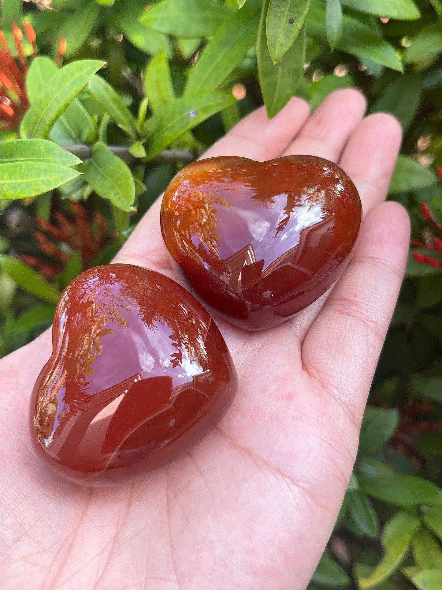 Carnelian Gemstone Hearts, Polished Carnelian Puffy Hearts, Carnelian Crystal Palm Stone, Carnelian Healing Crystal Hearts (1 Heart）
