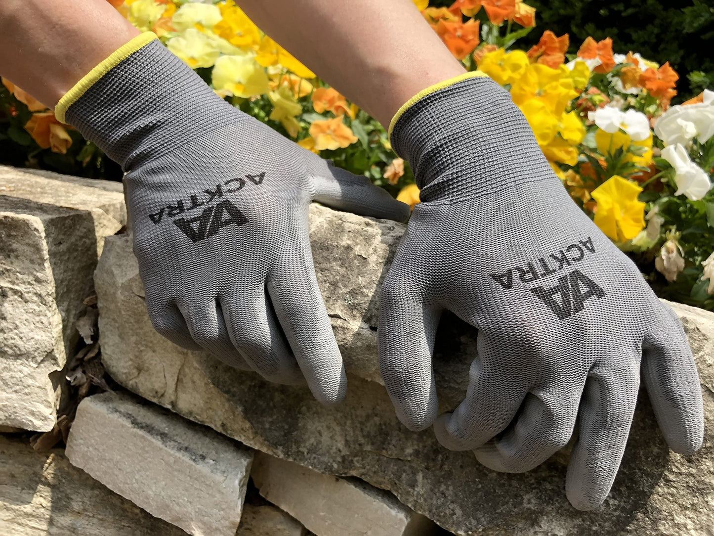 ACKTRA Ultra-Thin PU Safety WORK GLOVES 12 Pairs, WG002 Black/Black, Large