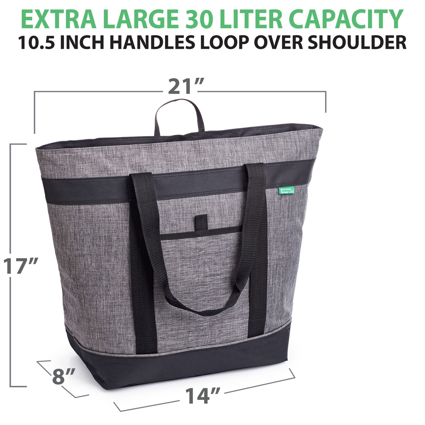 Jumbo Insulated Cooler Bag (Charcoal) with HD Thermal Insulation - Premium, Collapsible Soft Cooler Makes a Perfect Insulated Grocery Bag, Food Delivery Bag, Travel Bag, Beach or Picnic Bags