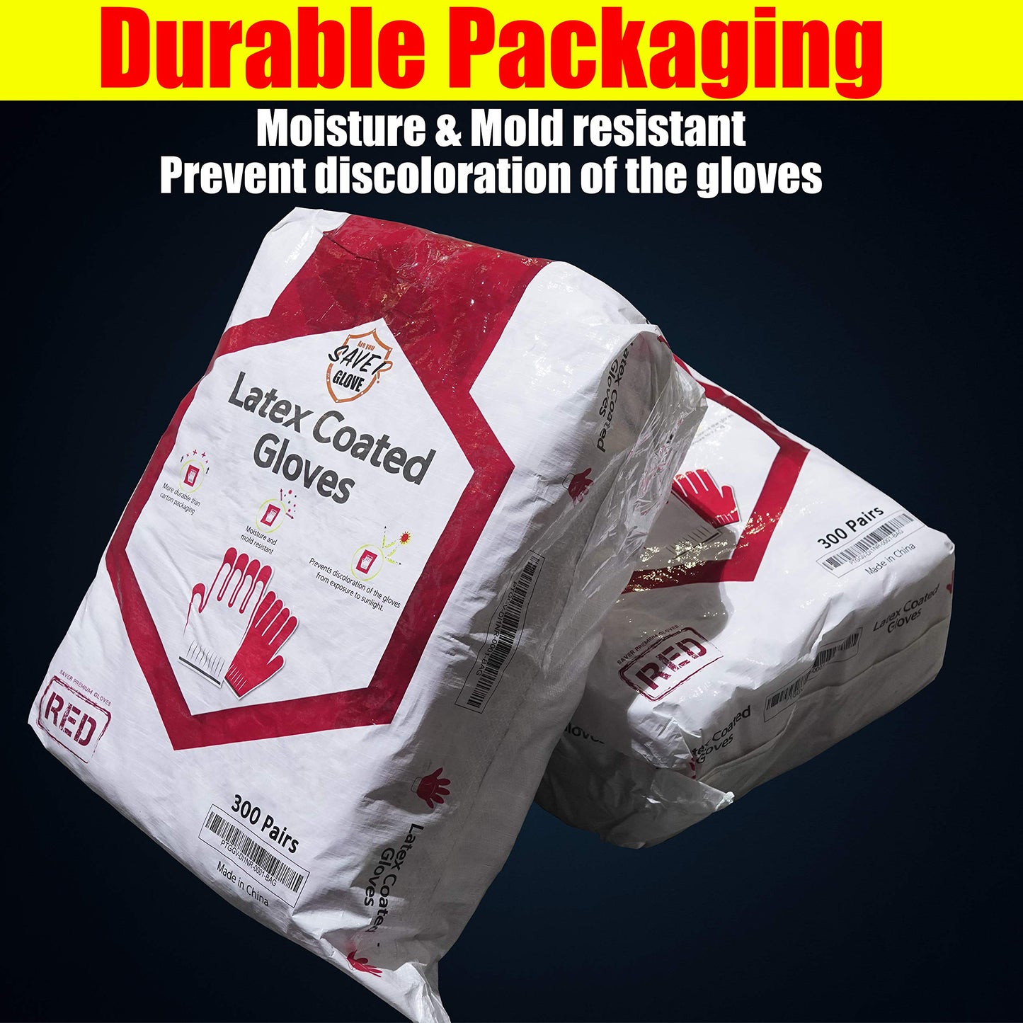 Touch Enabled SAVER 300 Pairs of Red Work Gloves for Daily Home and Garden Disposal Latex Rubber Palm Coated - Premium Daily Safety Work Gloves (Pack of 300)