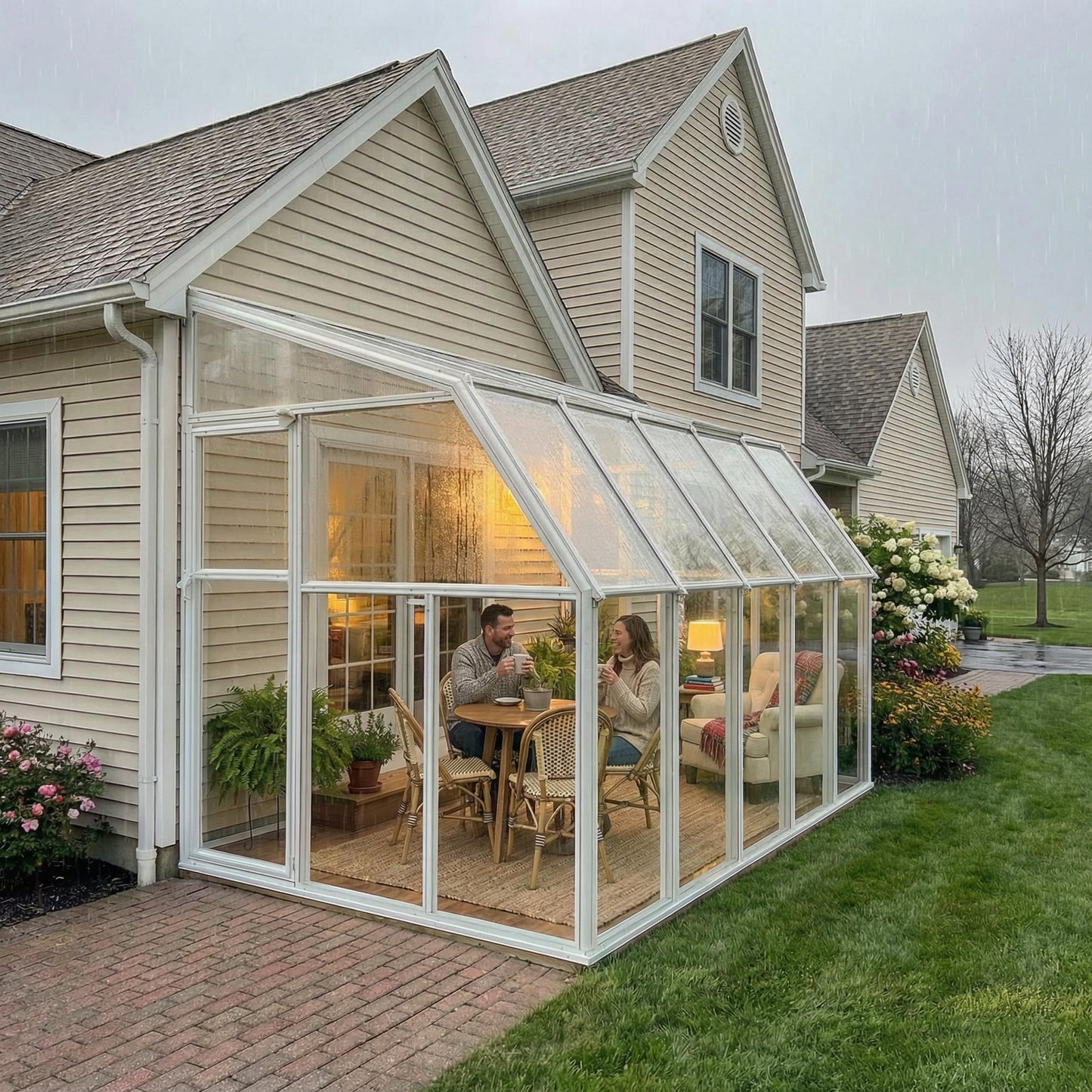 Palram Canopia Rion Sun Room 6 Ft. x 10 Ft. Solarium, Lean-to Greenhouse DIY Kit, Attach to House, Large Twin Wall Polycarbonate, 100% UV Protection for Porch, Patio Outdoors with Window Vent (White)